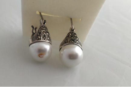 Pendientes Plata con media perla 