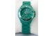 RELOJ PLASTICO VERDE ENTERO FILO PLATA CORREA CAUCHO